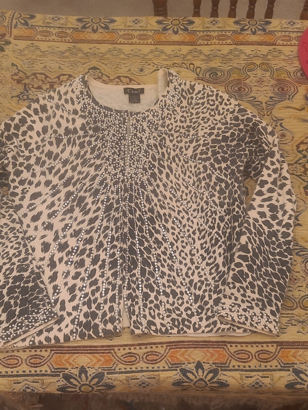 Cami NYC Cream and Black Leopard Print Cardigan